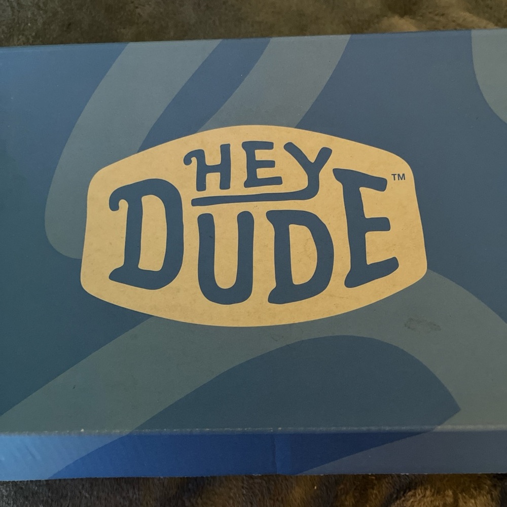 Hey Dude Blue and Tan Shoe Box